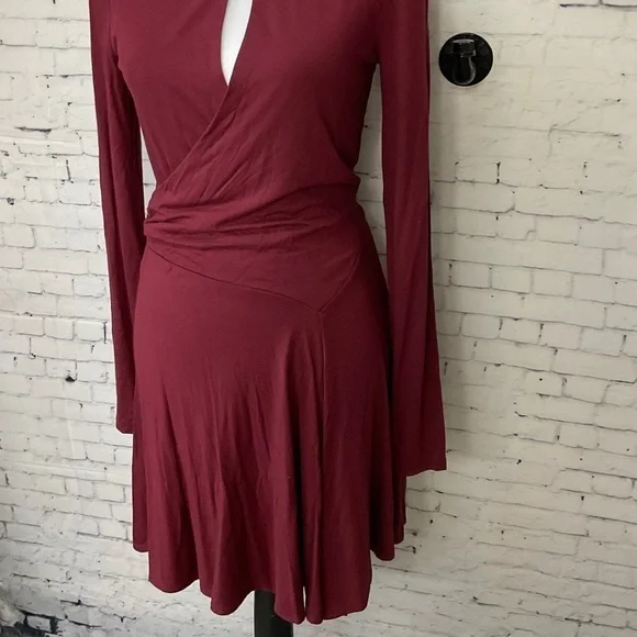 Free People Beach Womens Vance Mini Swing Dress Maroon Fit Flare Size S NEW E2 - Picture 4 of 12